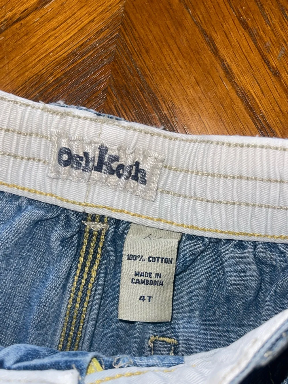 Oshkosh’s B'gosh Light Blue Denim Shorts with Yellow Stitching